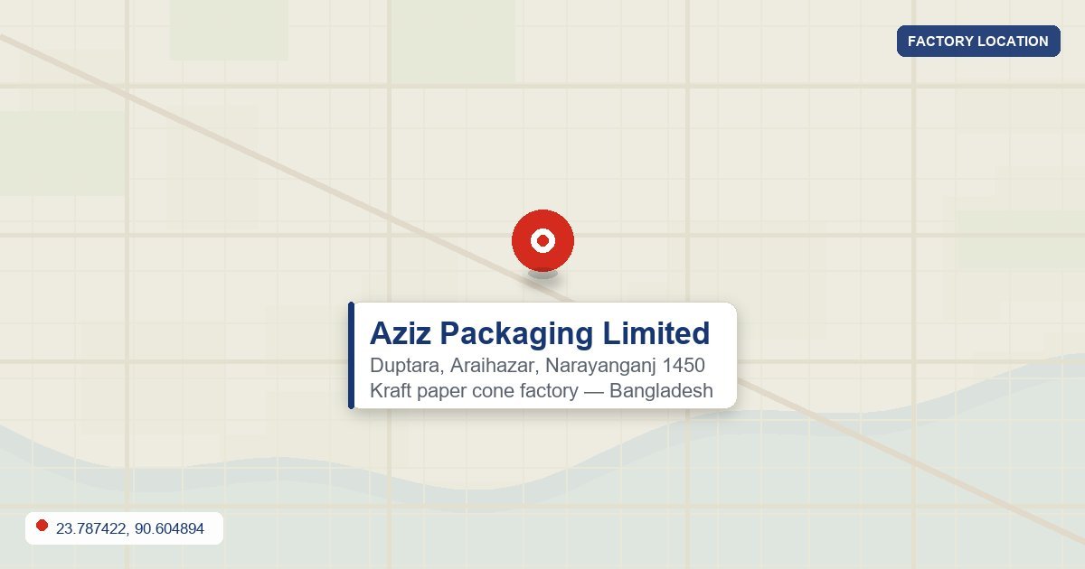 Map showing Aziz Packaging Limited's factory location in Duptara, Araihazar, Narayanganj, Bangladesh