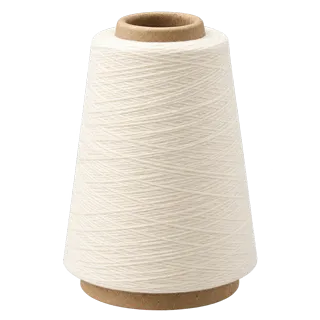 Finished kraft paper yarn cone in the 4°20′ taper family, wound with cream cotton yarn