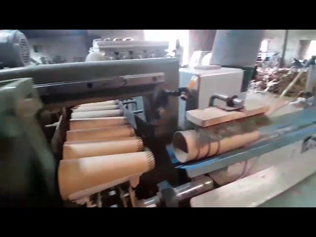 Paper cone forming machine close-up